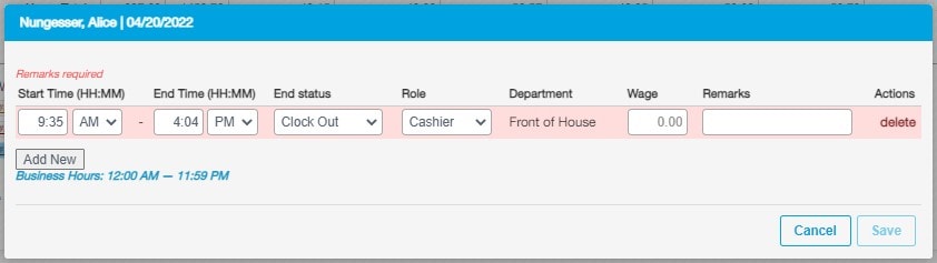 Manually Adjusting Time Worked - Revel Systems Management Console Access