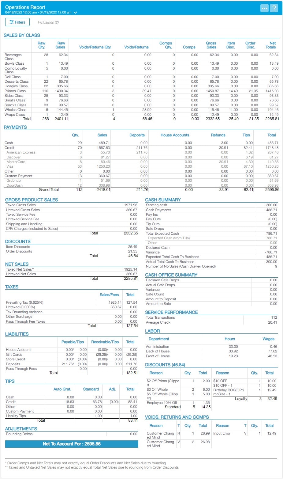 Report Data - Operations Report - Revel Systems Management Console Access