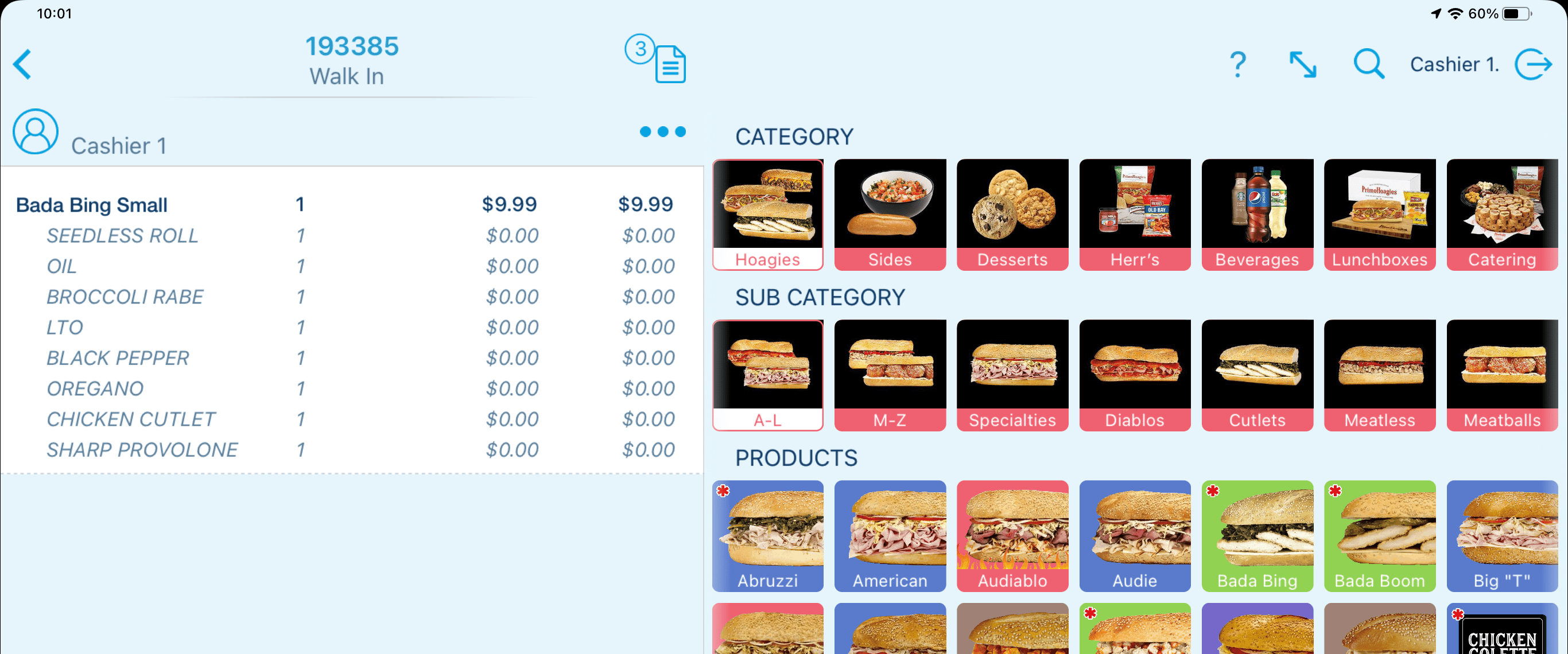 Bada Bing Hoagie is created under Hoagies/Cutlets - Products - Understanding Your Products - Revel Systems Management Console Access