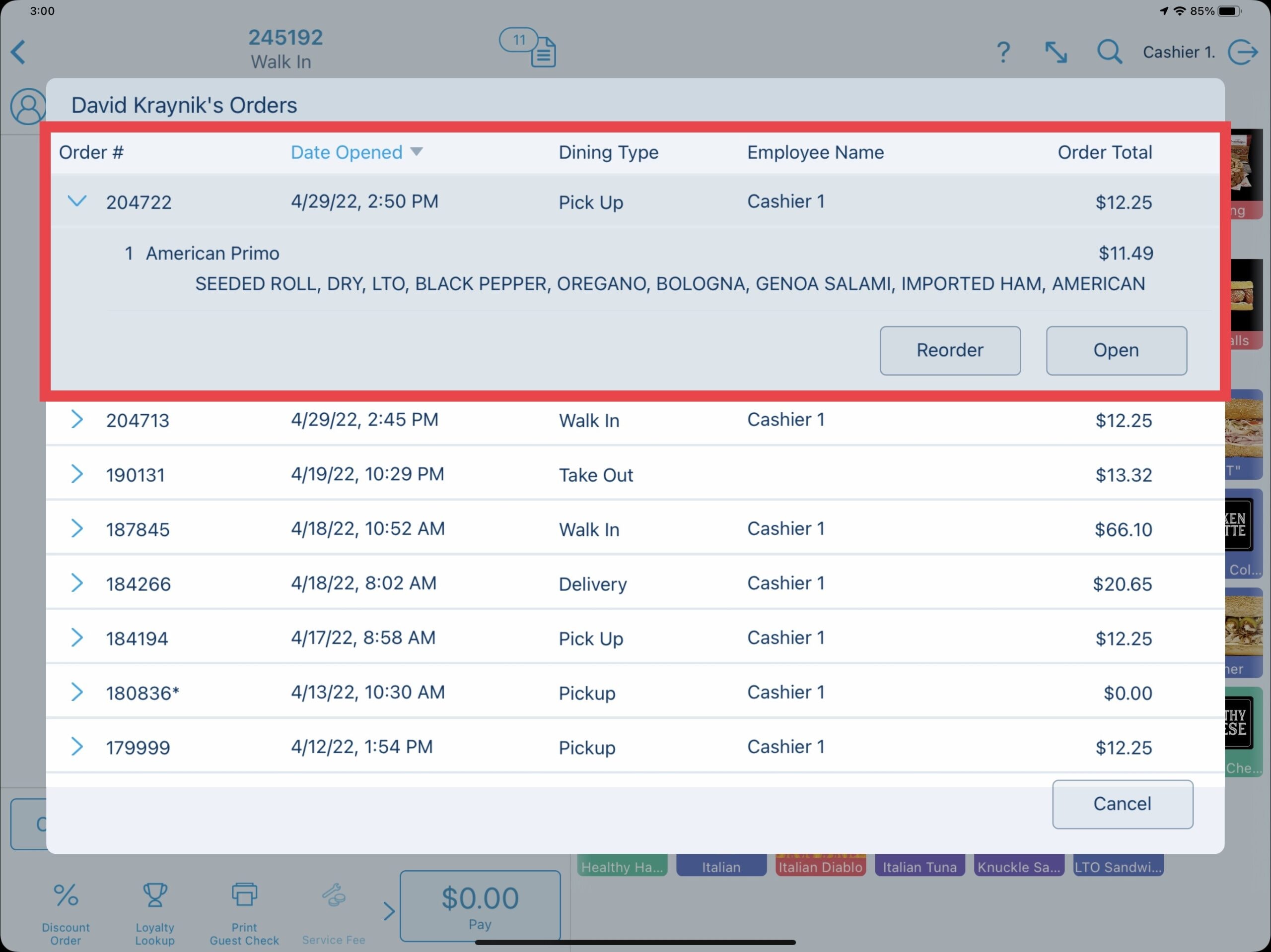 Customer reordering or opening the order - Call Name vs. Customer Name with Revel Systems