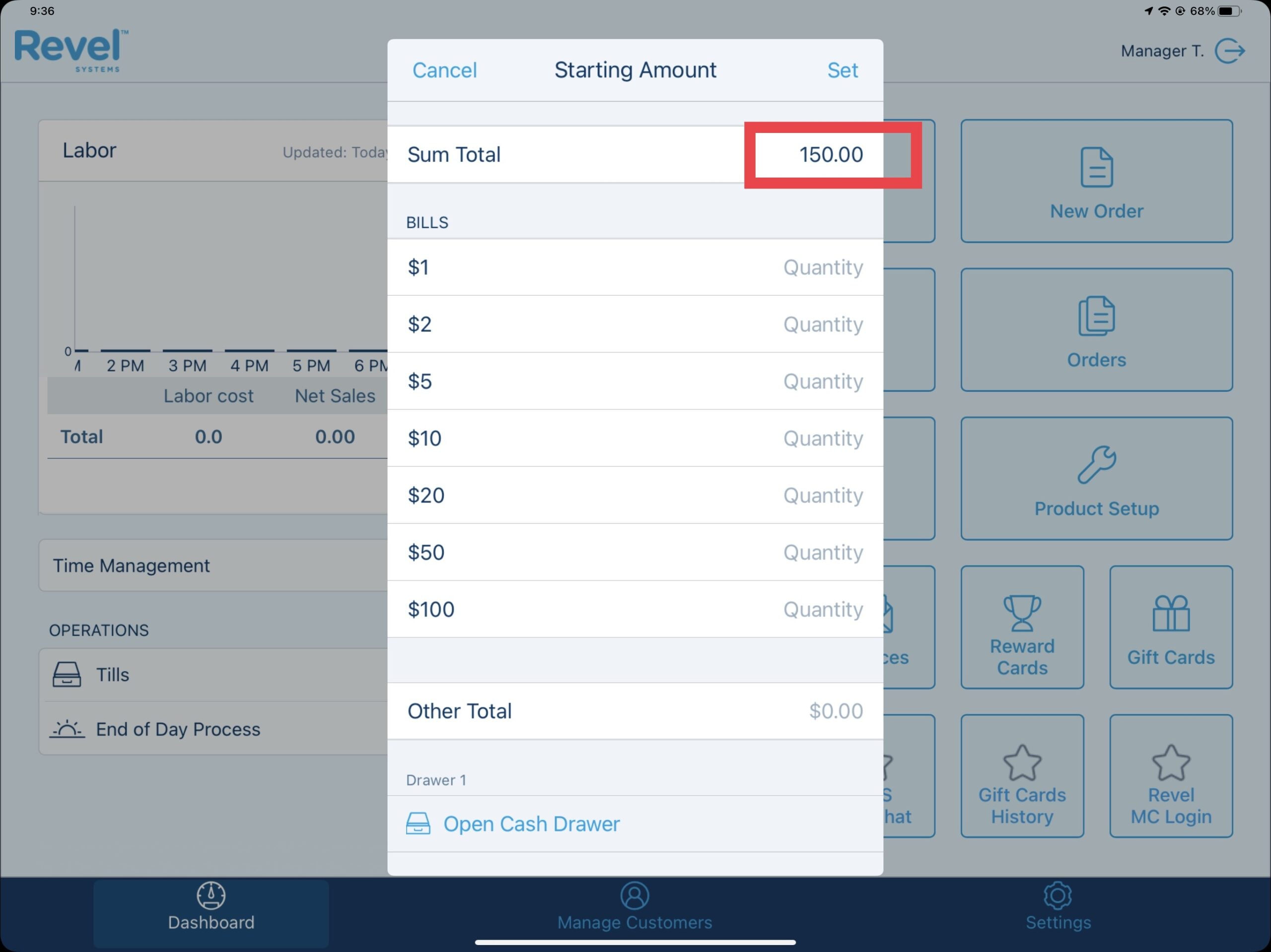 Setting The Cashier Station Till - Setting Your Tills with Revel Systems