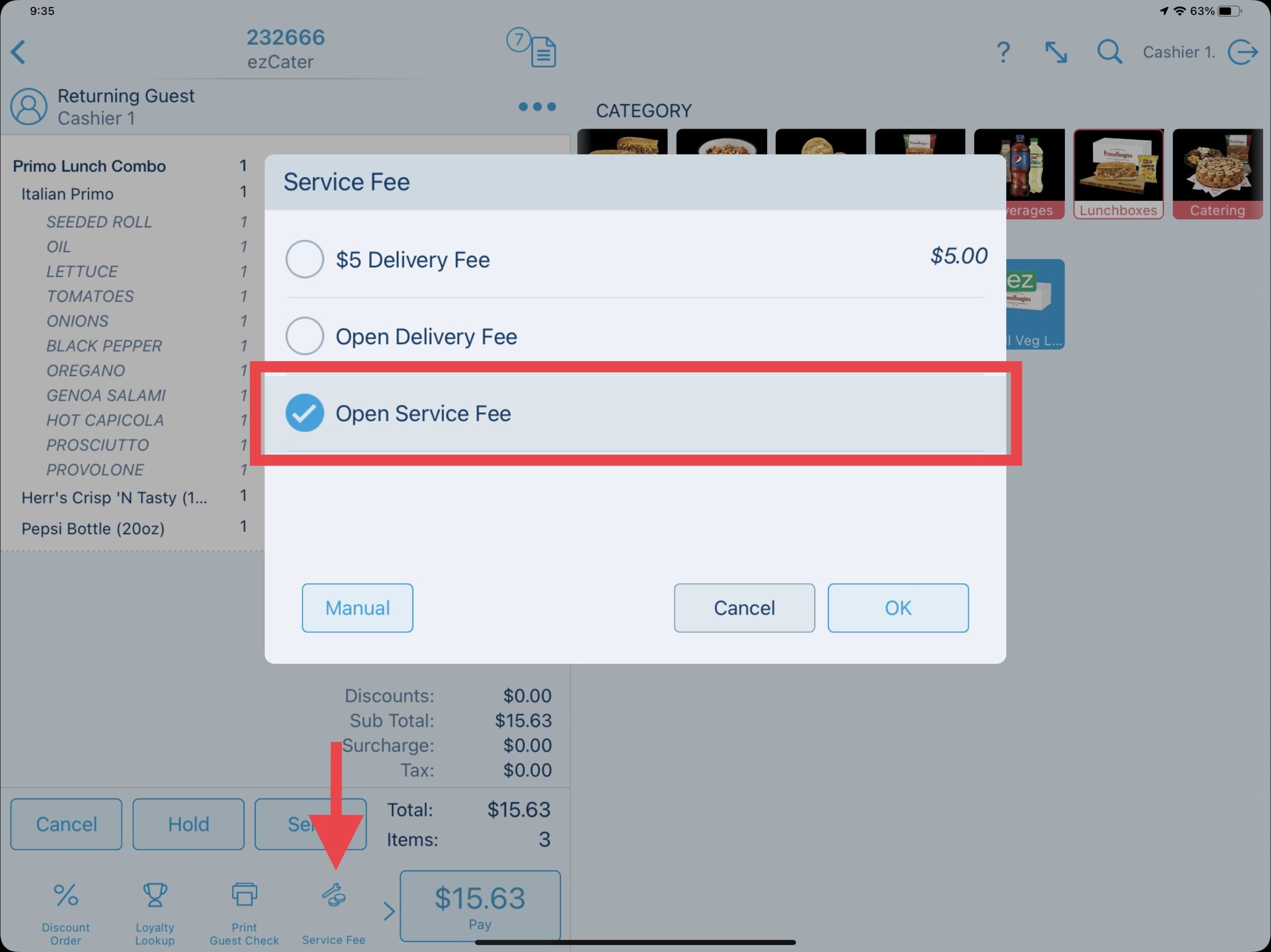 Service Fee - ezCater Ordering with Revel Systems