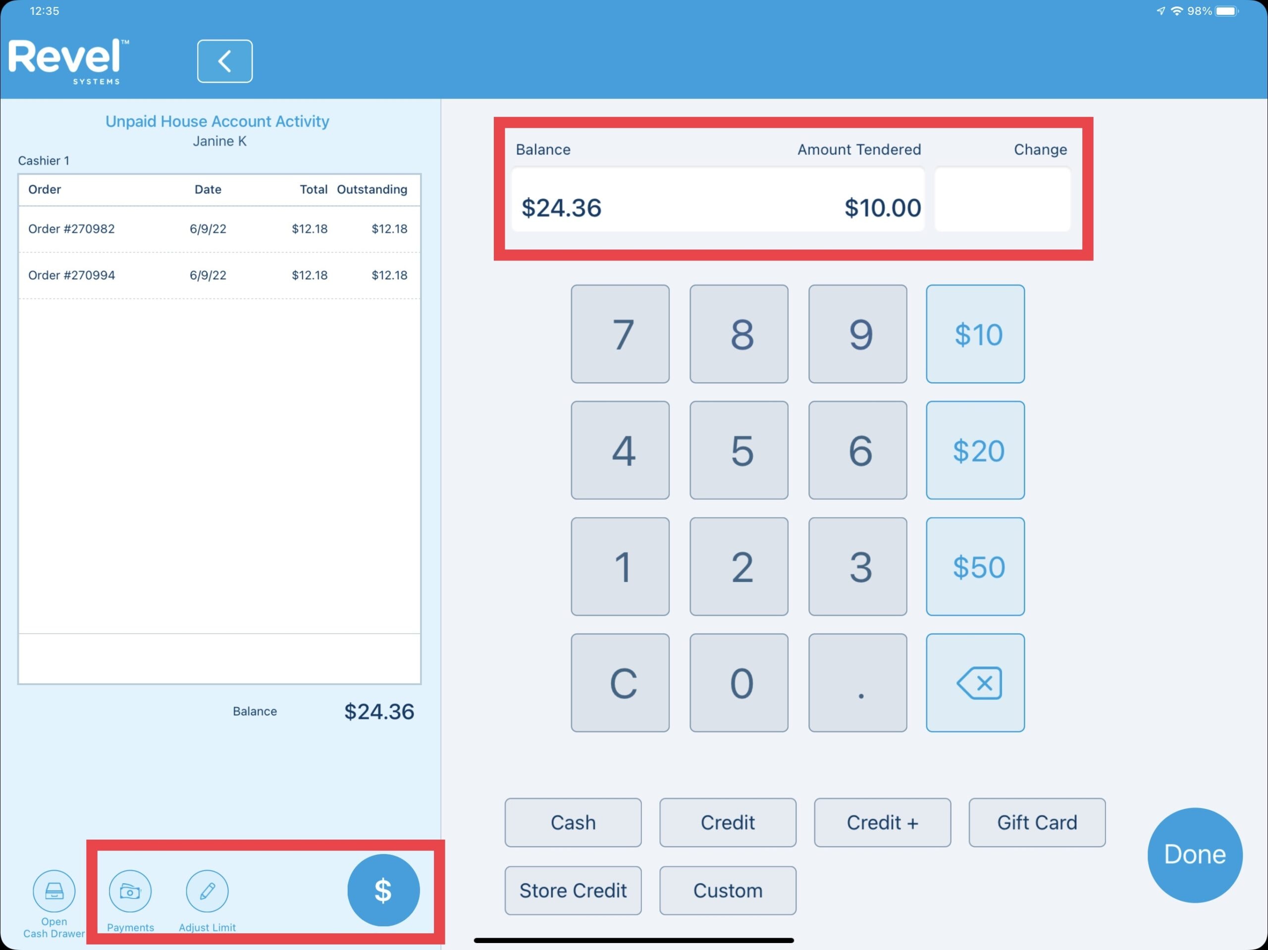 House Account Outstanding Balance - House Accounts with Revel Systems