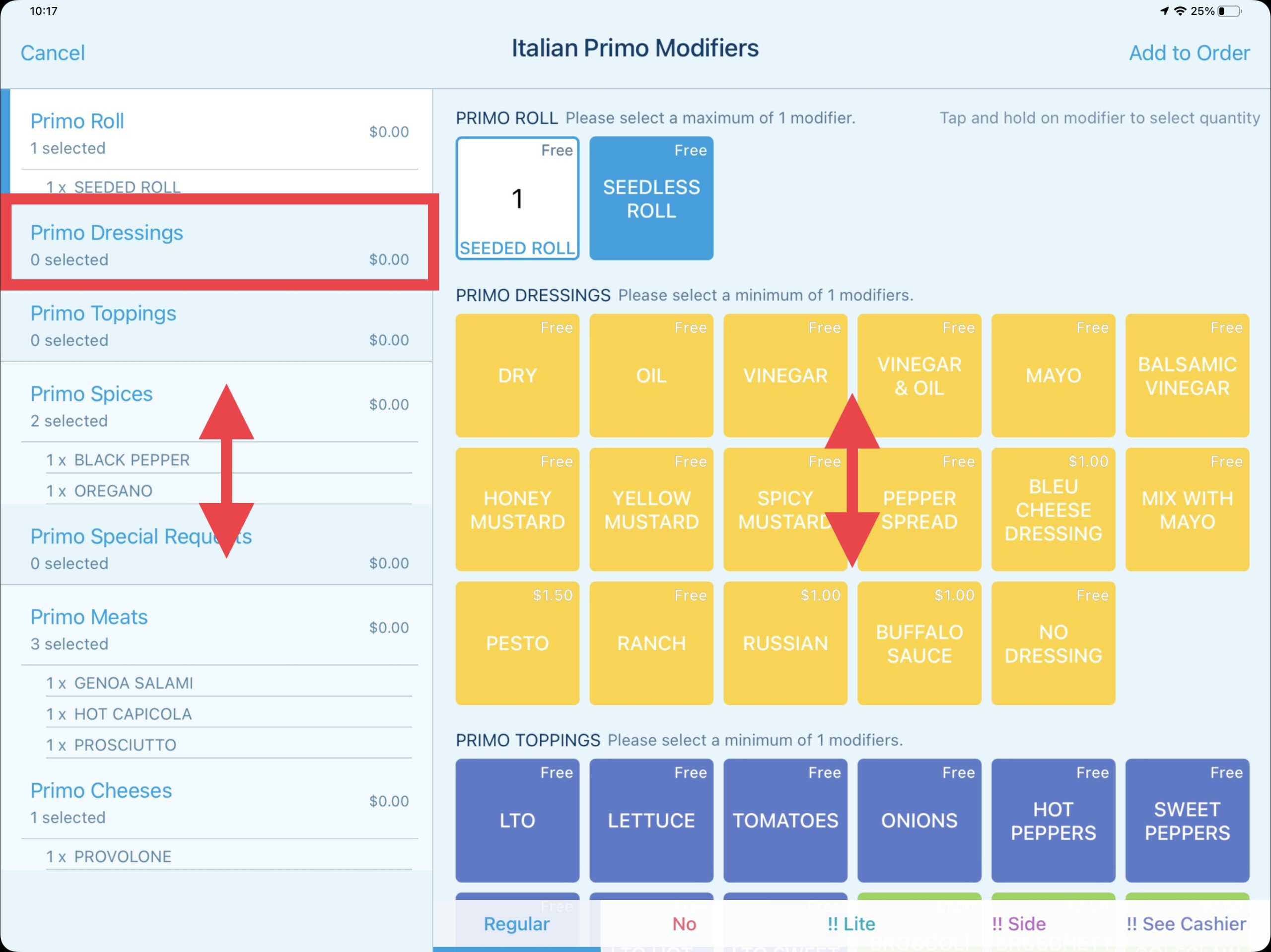 Navigating the Screen - Ordering Modifiers with Revel Systems