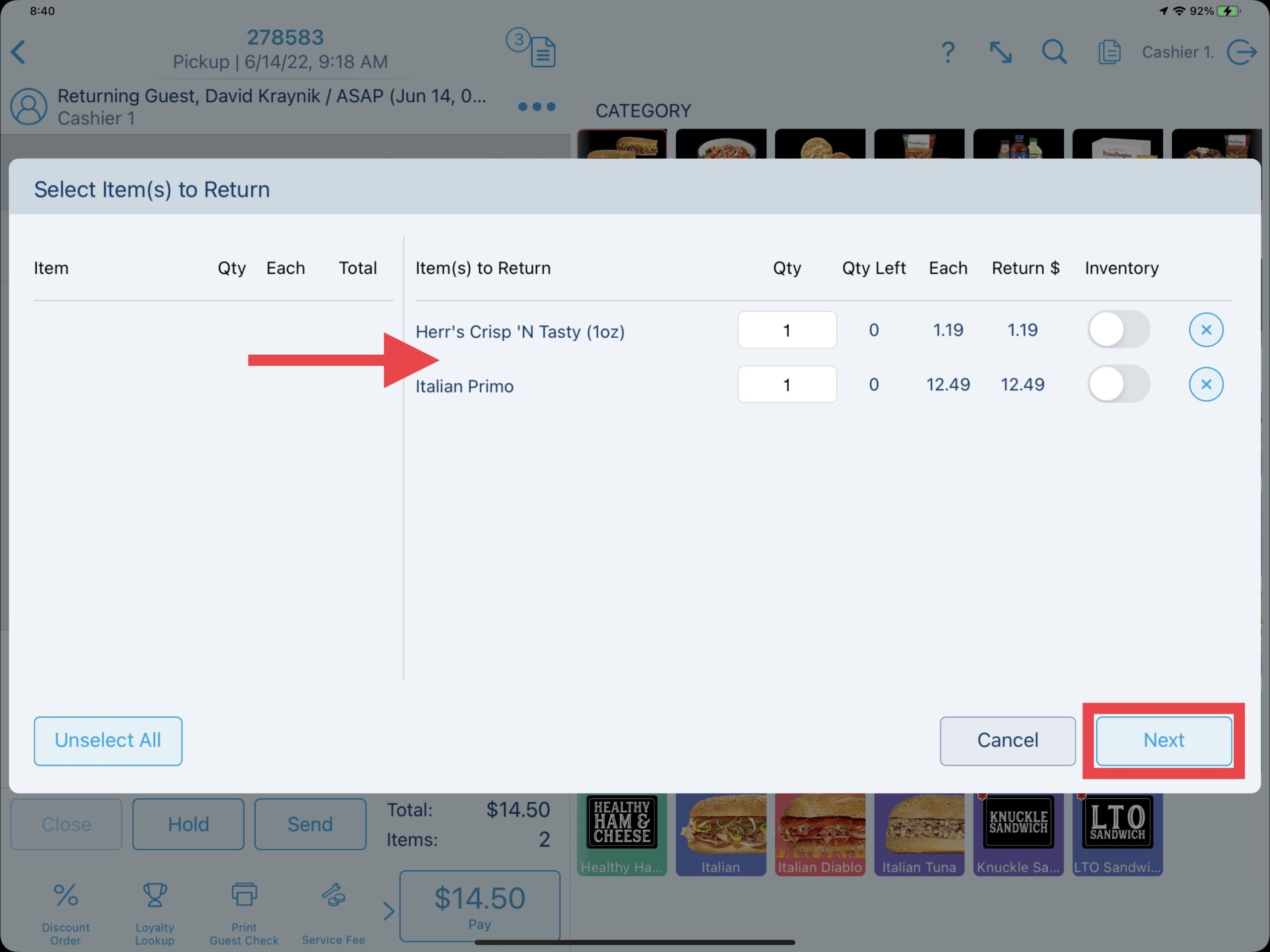 Quantity to return product - Returns & Comps with Revel Systems