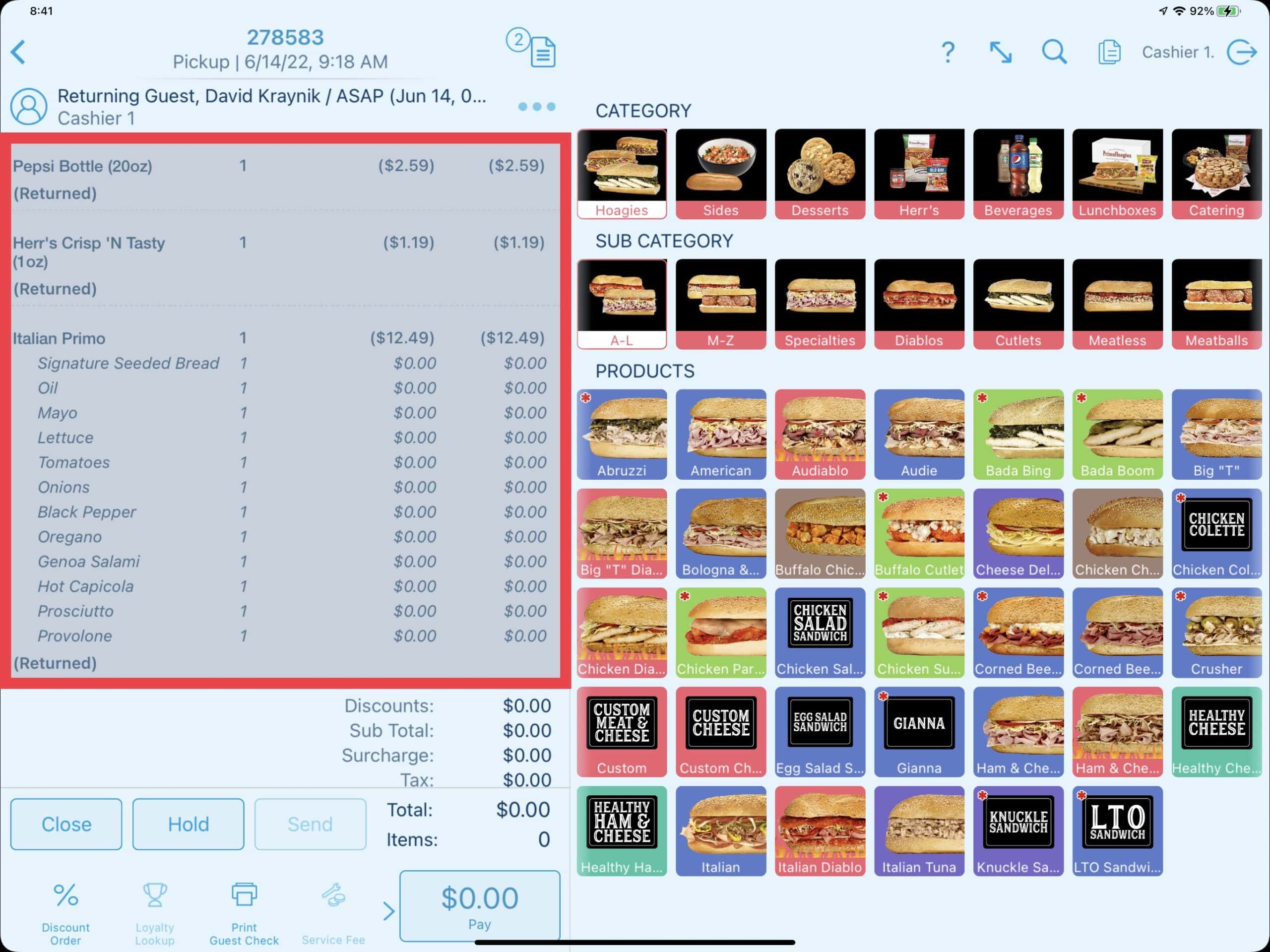 Returns & Comps shows on order - Returns & Comps with Revel Systems