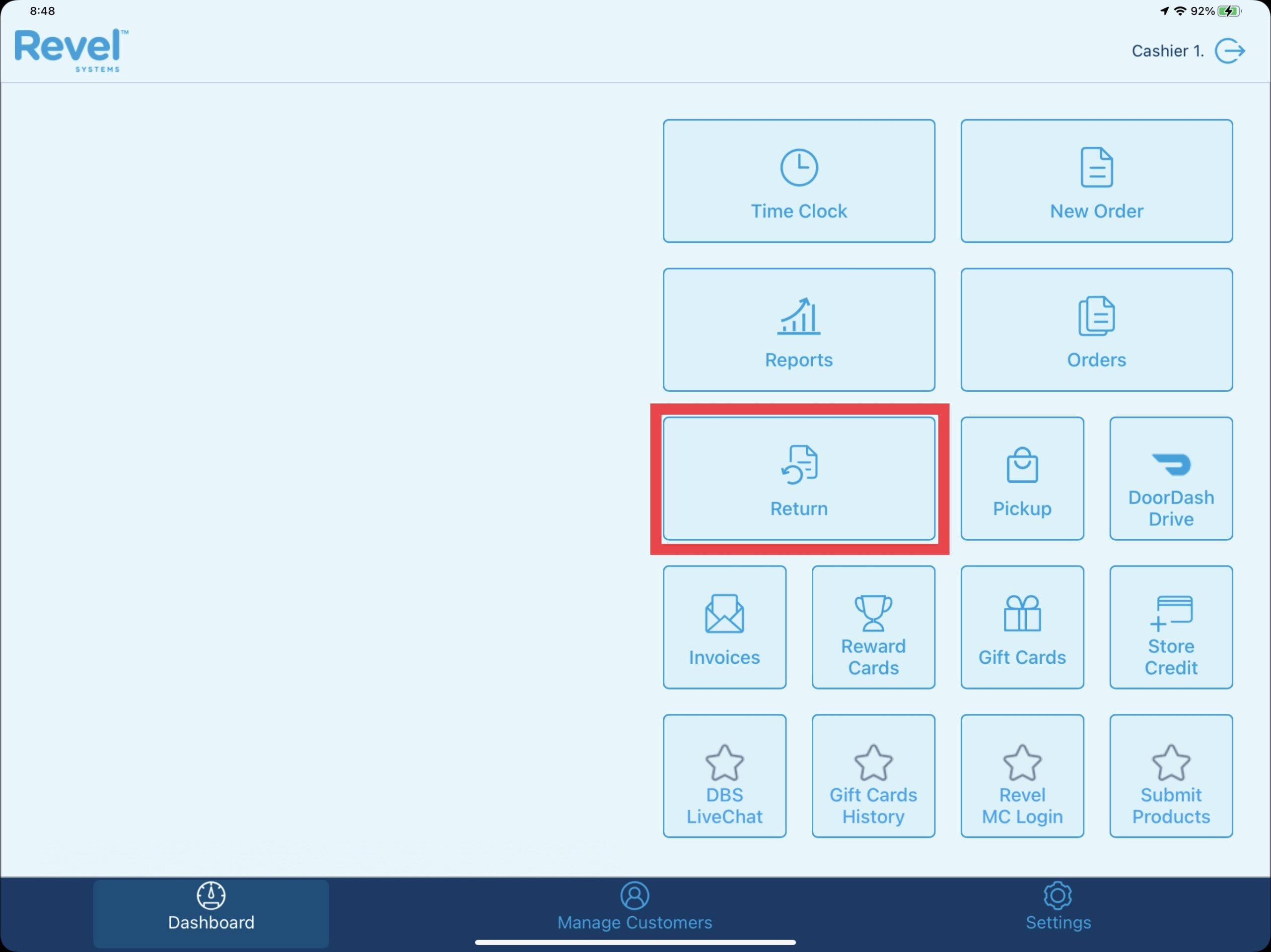 Returns from POS Dashboard - Returns & Comps with Revel Systems