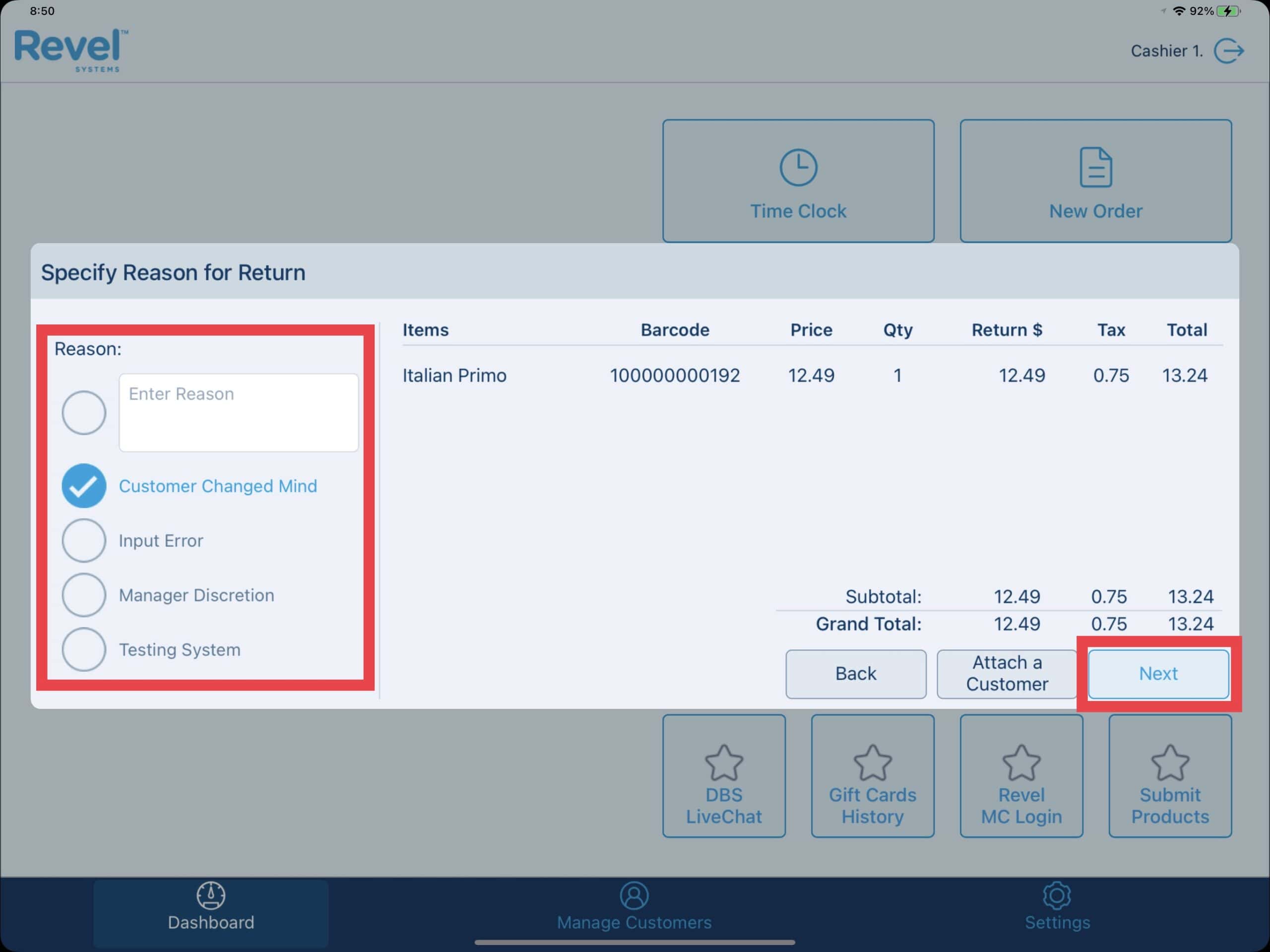 Reason for the Return - Returns & Comps with Revel Systems