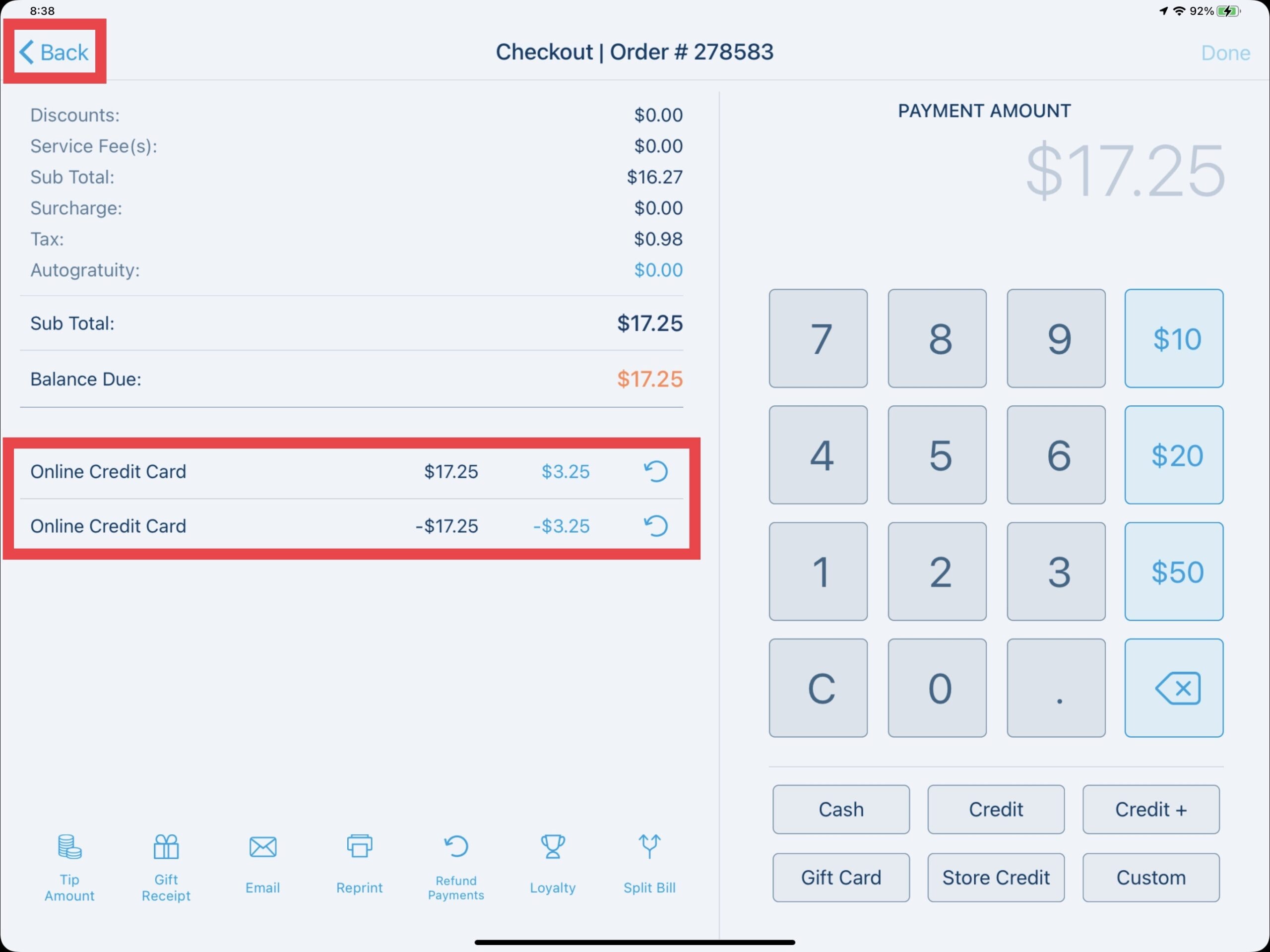 Original Payment - Returns & Comps with Revel Systems