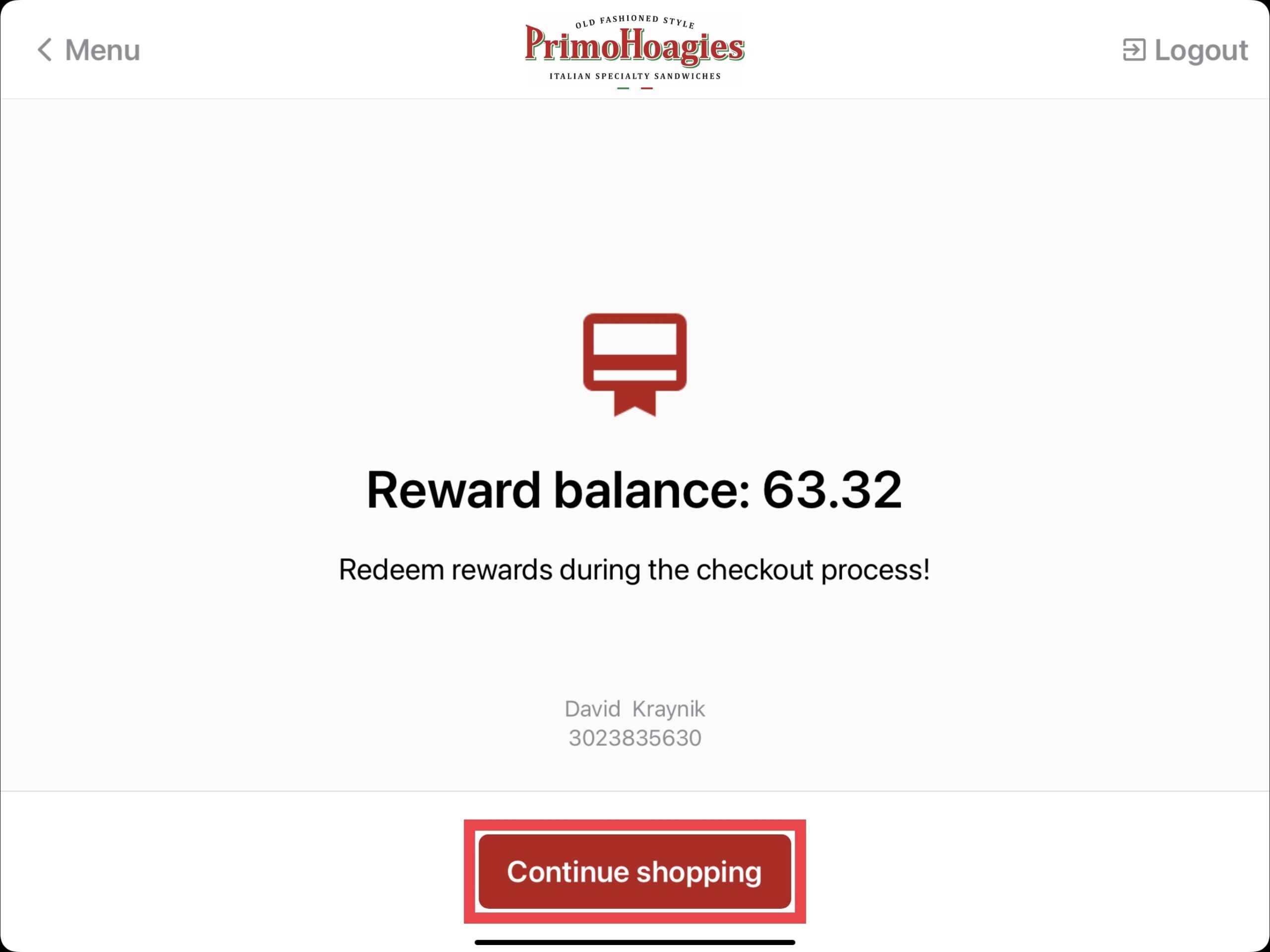 Rewards Balance - Self-Service Kiosk with Revel Systems