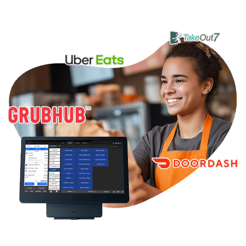 Efficient POS system integrates Uber Eats, Grubhub, DoorDash for restaurant order management.