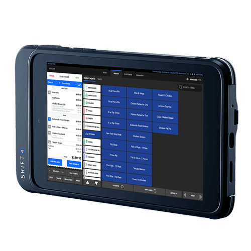 Premium mobile touchscreen SkyTab POS device for restaurants.