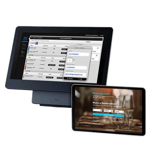 Touchscreen SkyTab POS with reservation and waitlist features for restaurants.