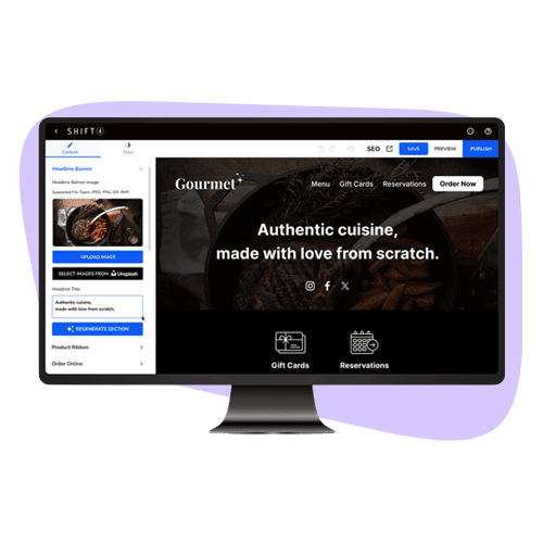 Flexible POS website builder interface for restaurants, cafes, and retail stores supporting seamless transactions.