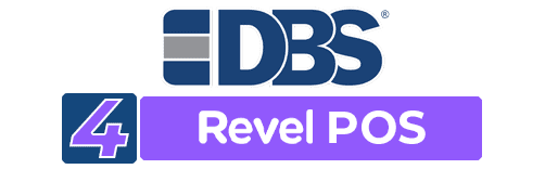 DBS & Revel logos for restaurants & retail point of sale systems.