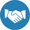 Handshake Round DBS Point of Sale Icon Blue