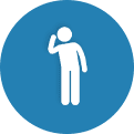 Person Listening Round DBS Point of Sale Icon Blue