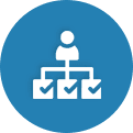 Person With Checkboxes Round DBS Point of Sale Icon Blue