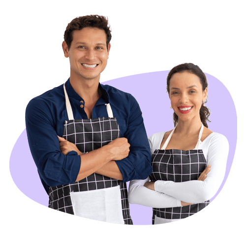 Woman and man business owners.