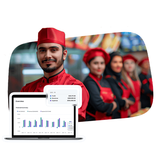A chef manages his food costs using his DBS POS system.
